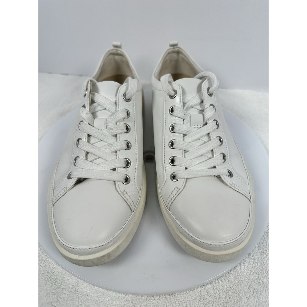 Vionic Winny White Leather Women'sCroc Embossed Platform Sneakers SZ 8 W Lace Up